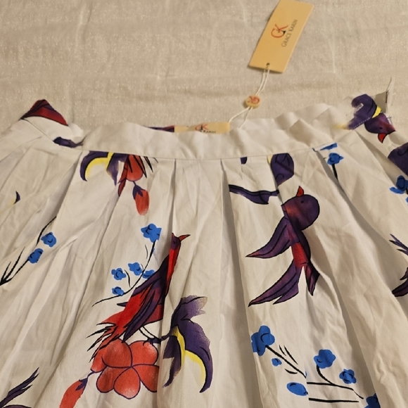 Grace Karin White A-Line Skirt with Floral Print - Picture 5 of 14